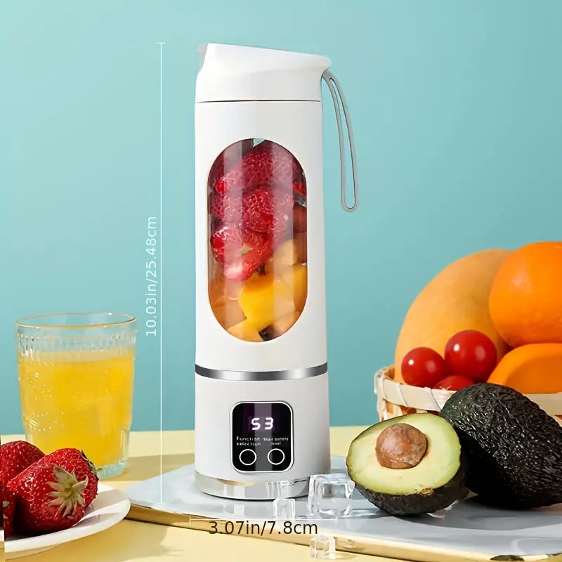 USB Oplaadbare Draagbare Blender met Digitaal Display – Mini Smoothie & Sapmaker voor Thuis, Kantoor en Reizen