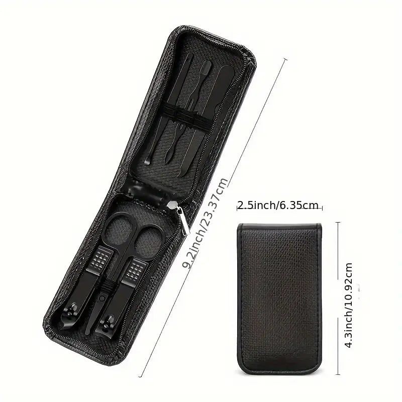 6-delige Professionele Manicure & Pedicure Set – Roestvrijstalen Nagelknippers, Scharen & Oorhaak met Luxe Opbergdoos