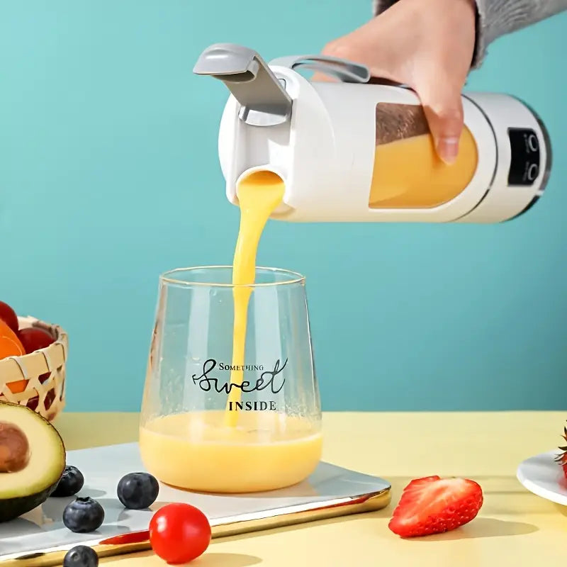 USB Oplaadbare Draagbare Blender met Digitaal Display – Mini Smoothie & Sapmaker voor Thuis, Kantoor en Reizen