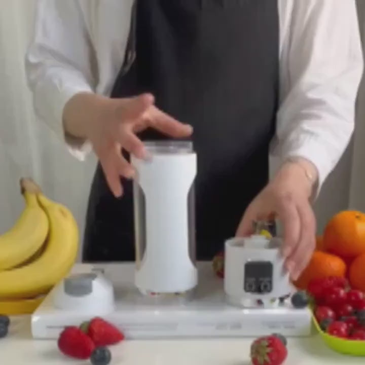 USB Oplaadbare Draagbare Blender met Digitaal Display – Mini Smoothie & Sapmaker voor Thuis, Kantoor en Reizen